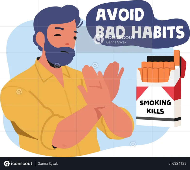 Man asking to avoid bad habits  Illustration