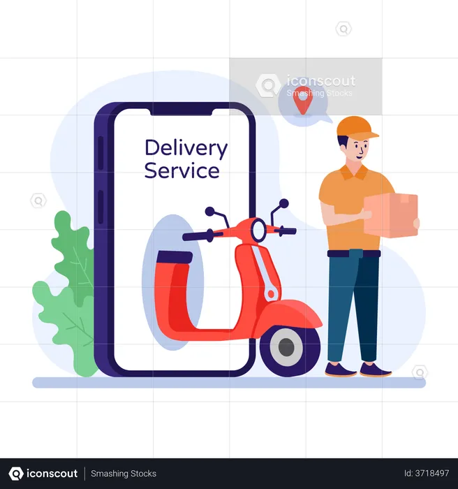 Man at delivery location  Illustration