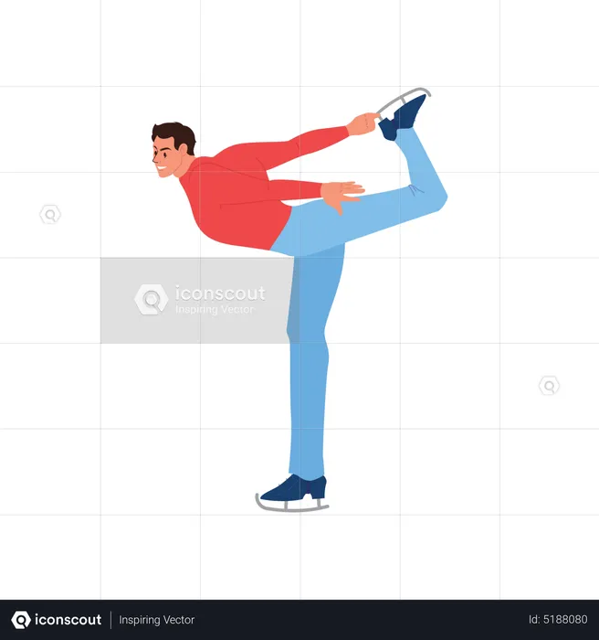 Man Athlete Figure Skating  Illustration