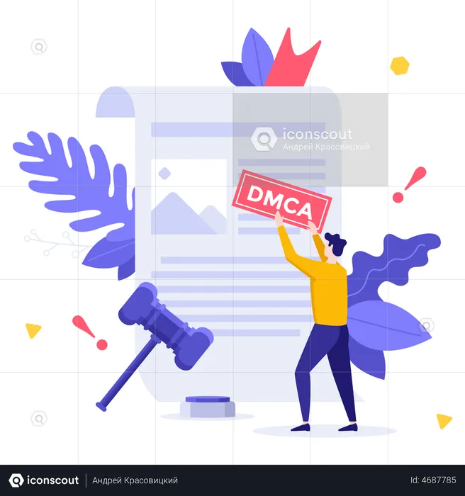 Man Attaching Dmca Notice  Illustration