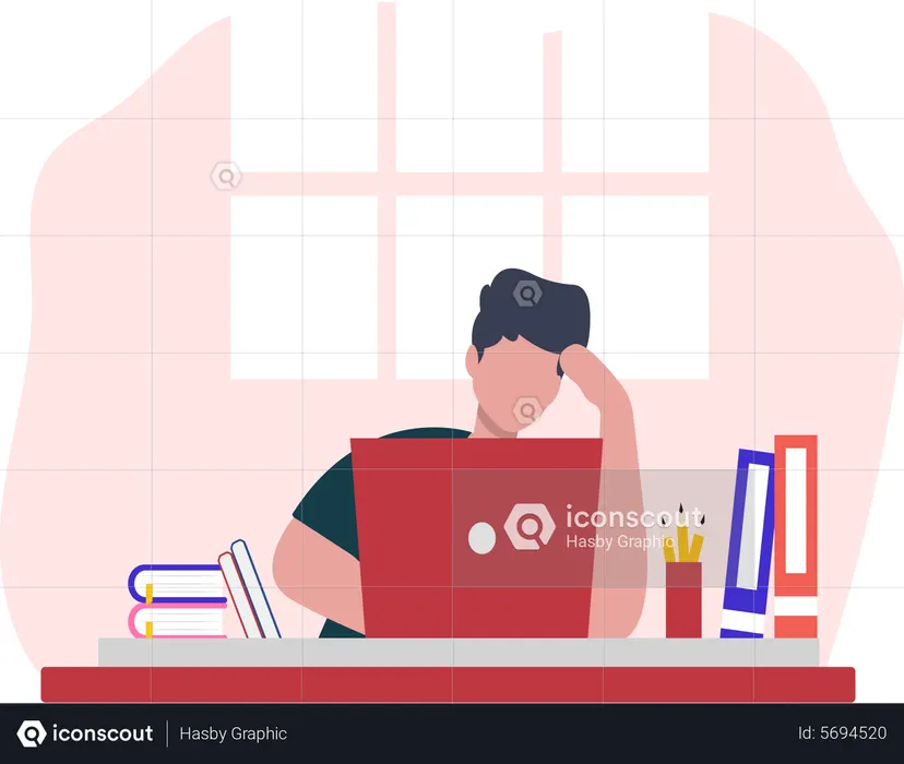 Man attending online class  Illustration
