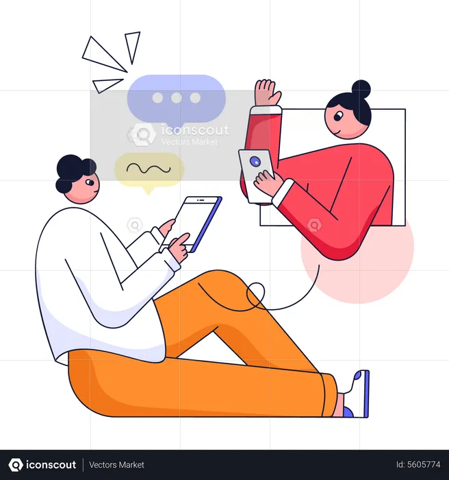 Man Attending Online Meeting Illustration - Free Download Business ...