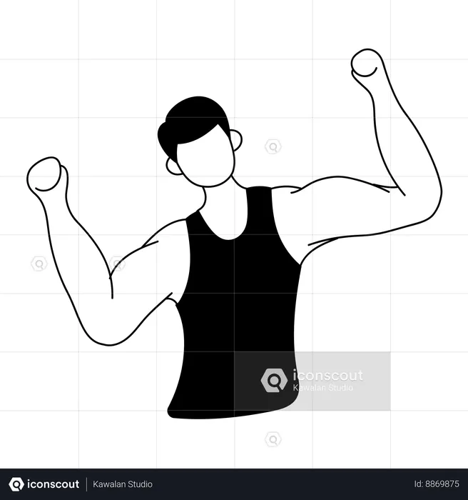Man attends aerobic session  Illustration