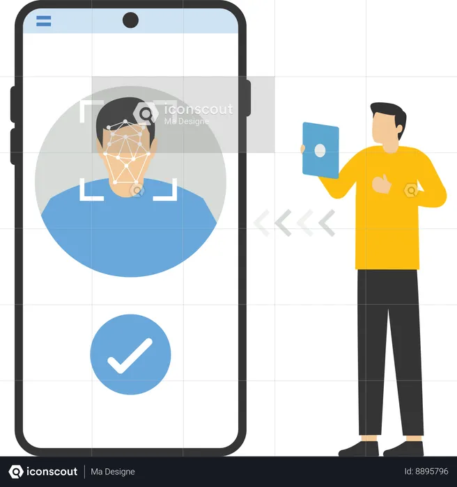 Man Authentication by facial recognition  Illustration
