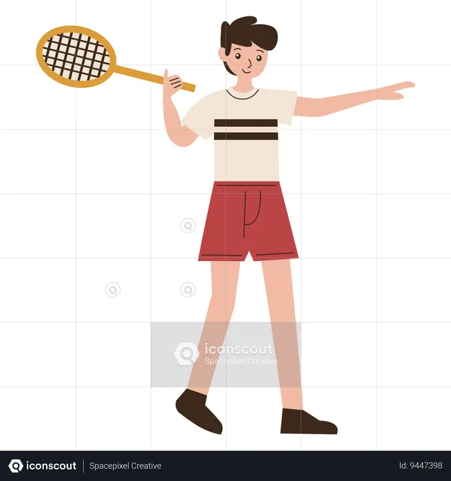 Man Badminton Player Serve Movement  Illustration