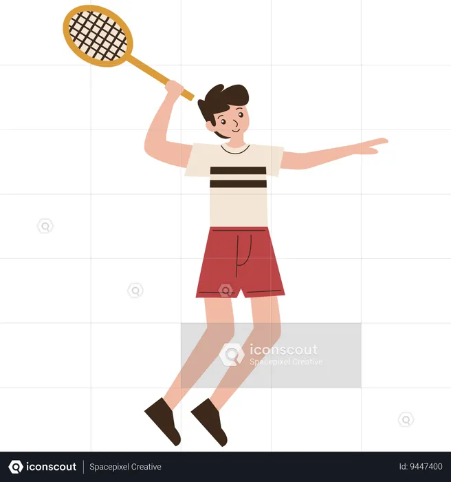 Man Badminton Player Smash Movement  Illustration