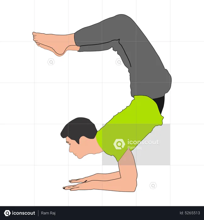 Man balance body weight on hands  Illustration