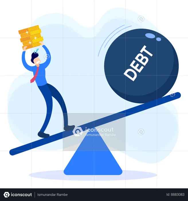 Man Balancing Debt  Illustration