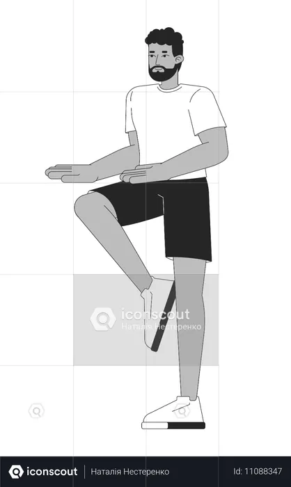 Man balancing on one leg  Illustration