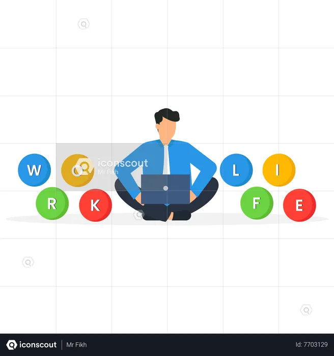 Man balancing work life  Illustration