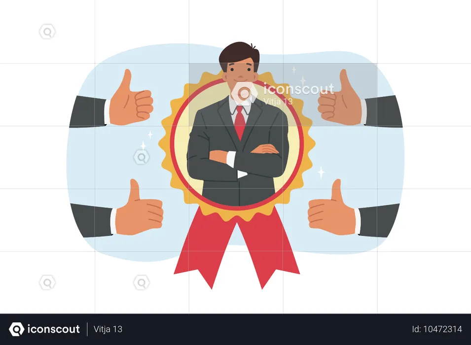 Man became best employee of month  Illustration