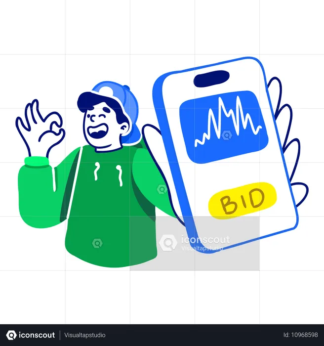 Man Bid Coin  Illustration