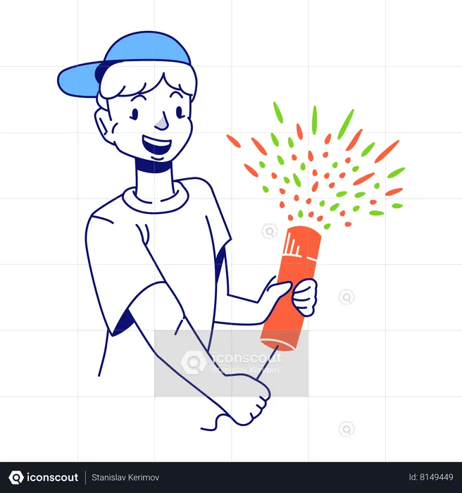 Man blew up a firecracker  Illustration