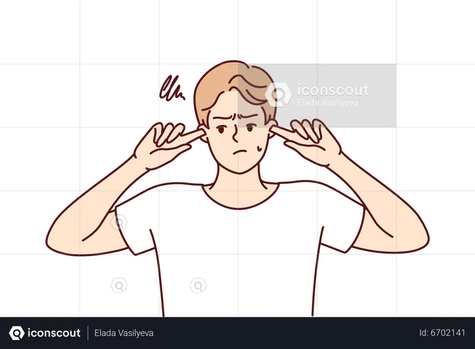 Man blocking ears with hands  Illustration