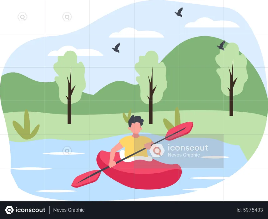 Man boating  Illustration