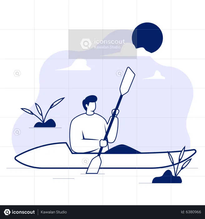 Man boating  Illustration