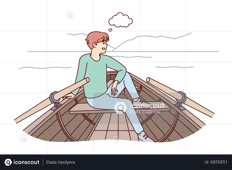 Man boating  Illustration