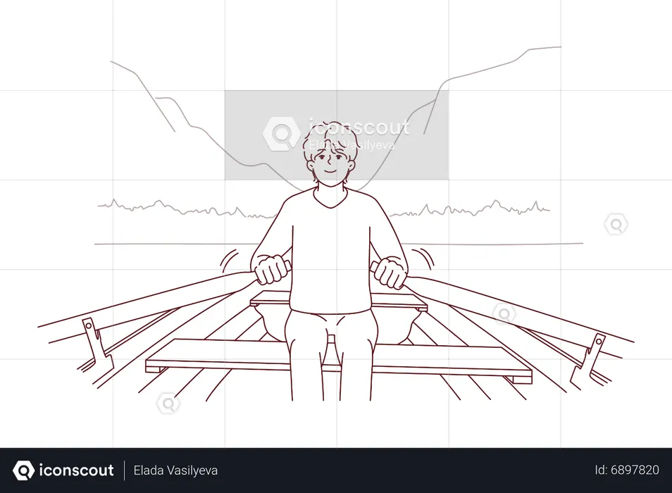 Man boating  Illustration