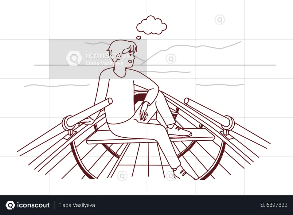 Man boating  Illustration