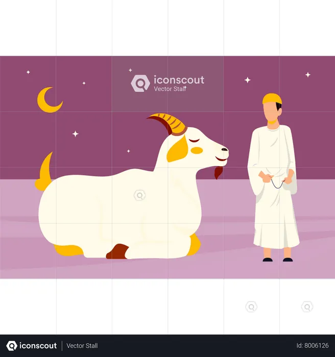 Man bought goat for Eid al-Adha  Illustration