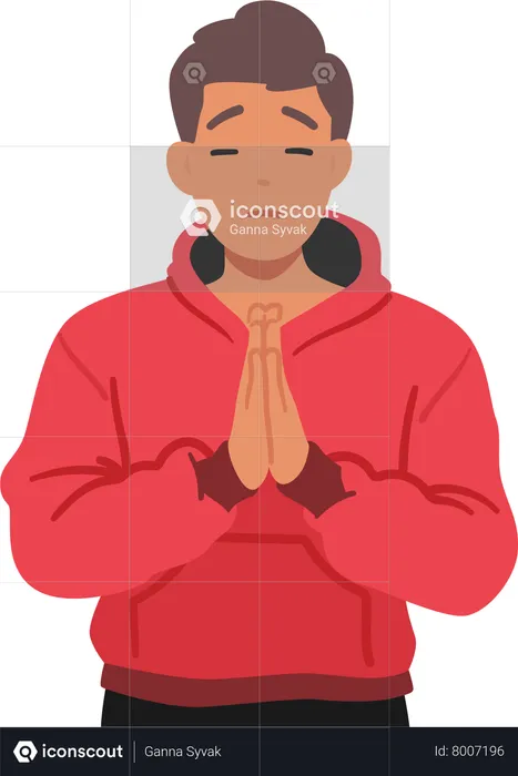 Man Bows In Prayer  Illustration