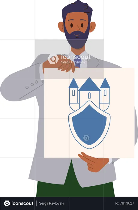 Man brand logo developer demonstrating business identity  Illustration