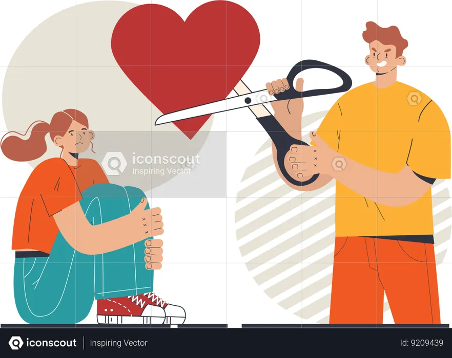 Man breaks the heart of girl  Illustration