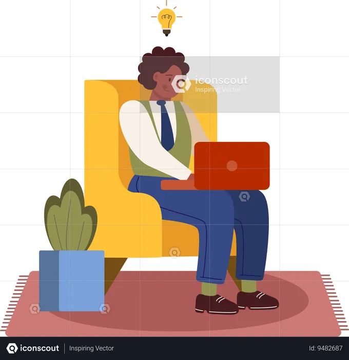 Man browsing on laptop  Illustration