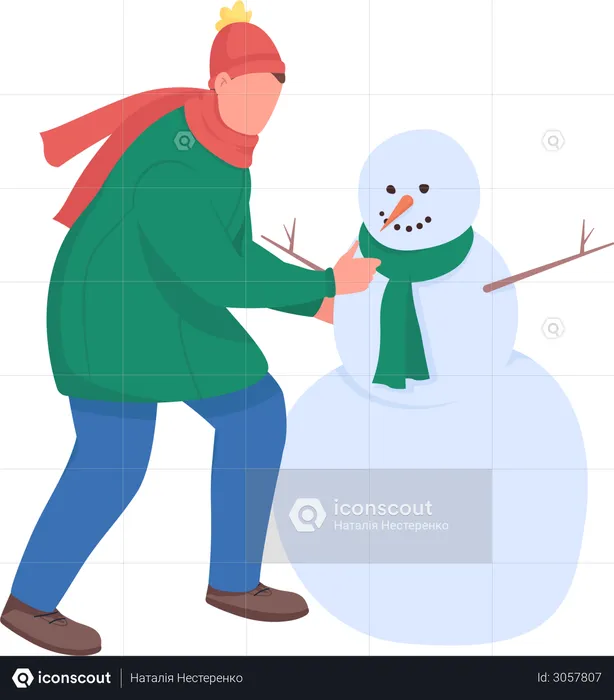 Man build snowman  Illustration