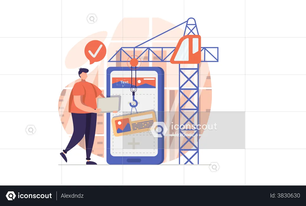 Man building application  Illustration