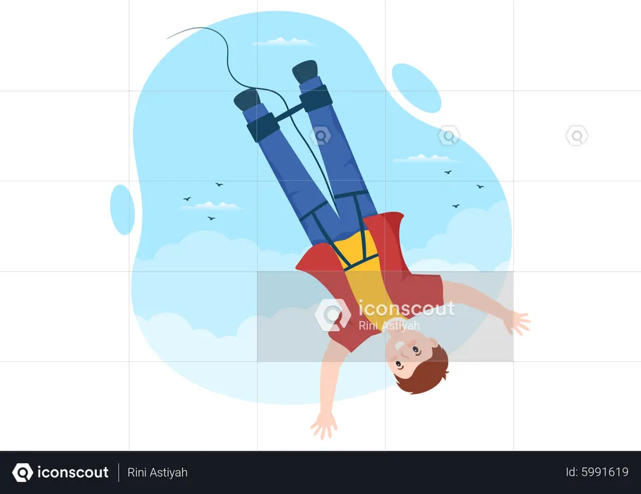Man Bungee Jumping  Illustration
