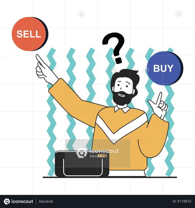 Man buy and sell stock  Illustration
