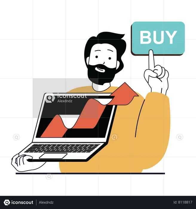 Man buy online stock  Illustration