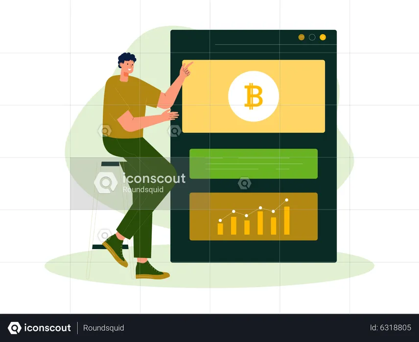 Man buying bitcoin online  Illustration