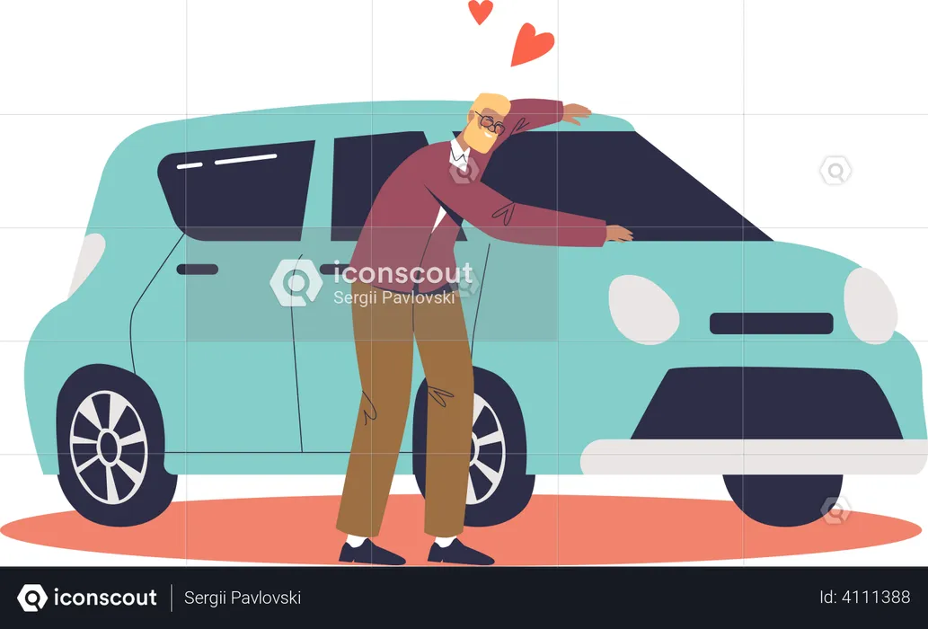 Man buying car  Illustration