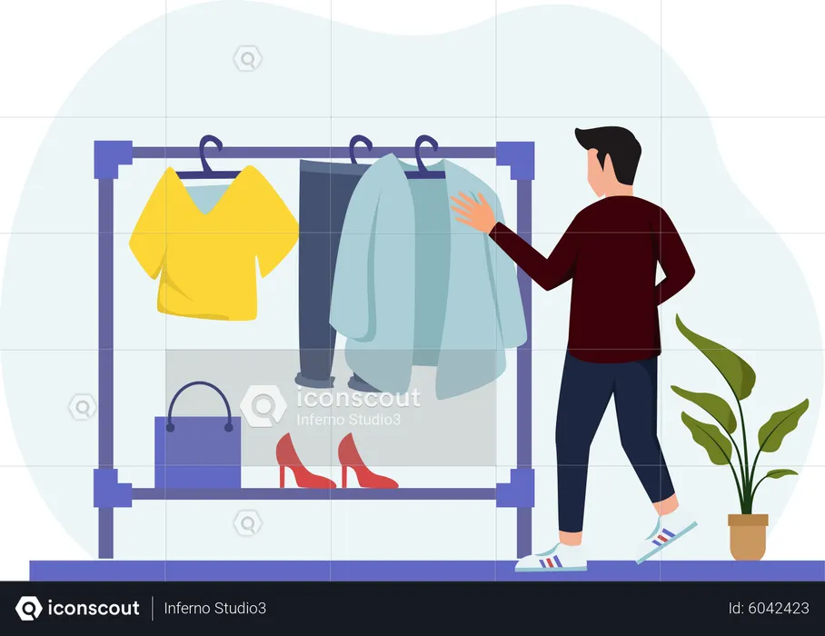 Man buying clothes  Illustration