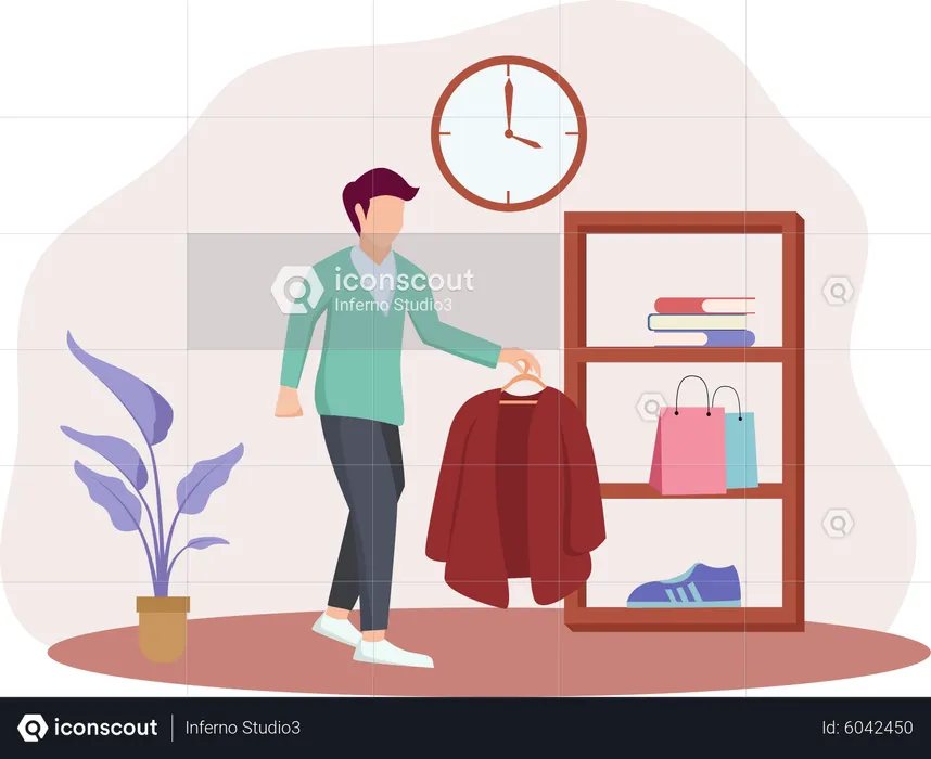 Man buying clothes  Illustration