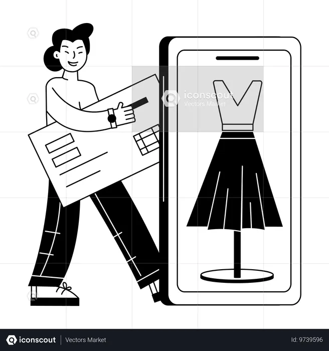 Man buying Clothing from shopping App  Illustration