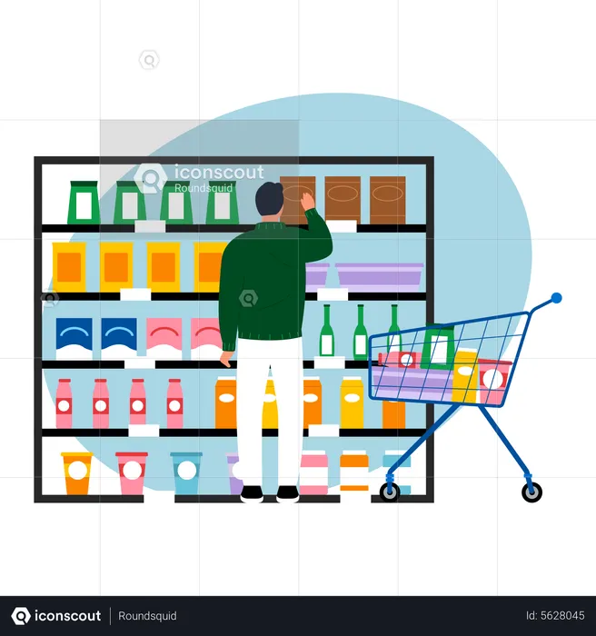 Man buying groceries  Illustration