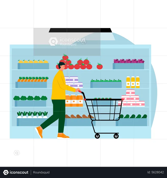 Man buying grocery  Illustration
