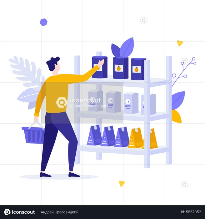 Man buying grocery  Illustration