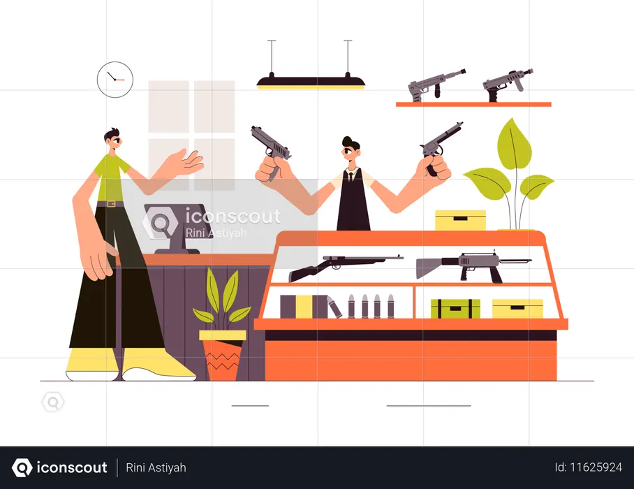 Man buying gun  Illustration