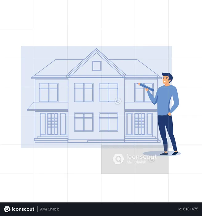 Man buying house  Illustration