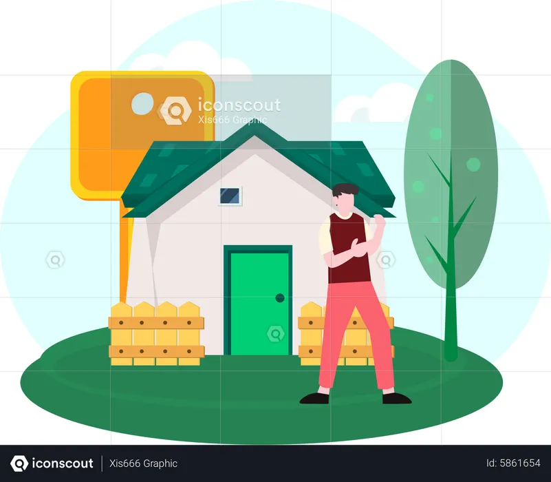 Man buying house  Illustration