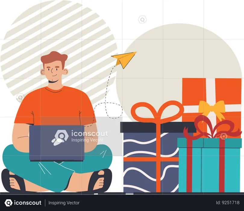 Man buying online gift  Illustration