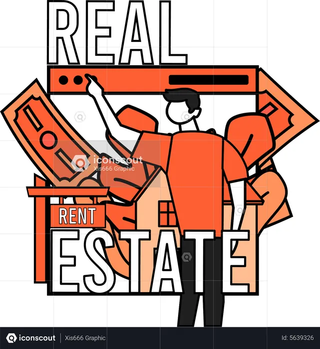 Man buying property online  Illustration