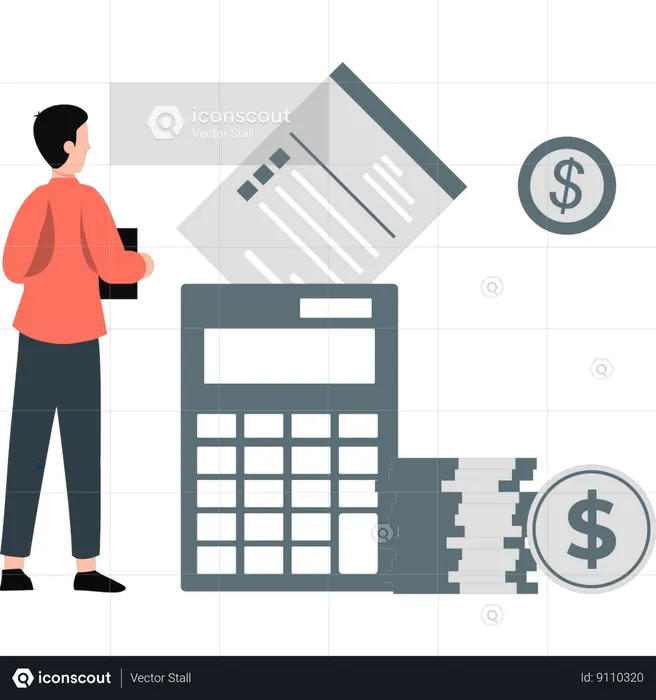 Man calculating money  Illustration