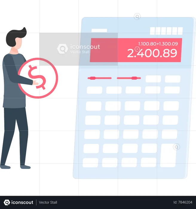 Man calculating taxes  Illustration