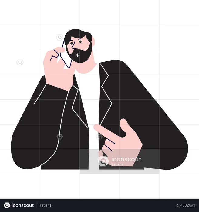 Man calling by smartphone  Illustration