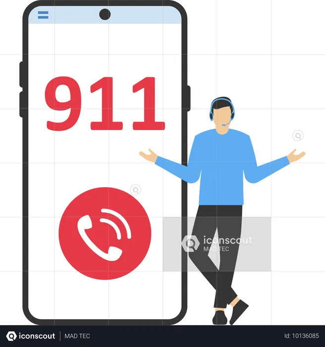 911 긴급전화를 거는 남자  일러스트레이션